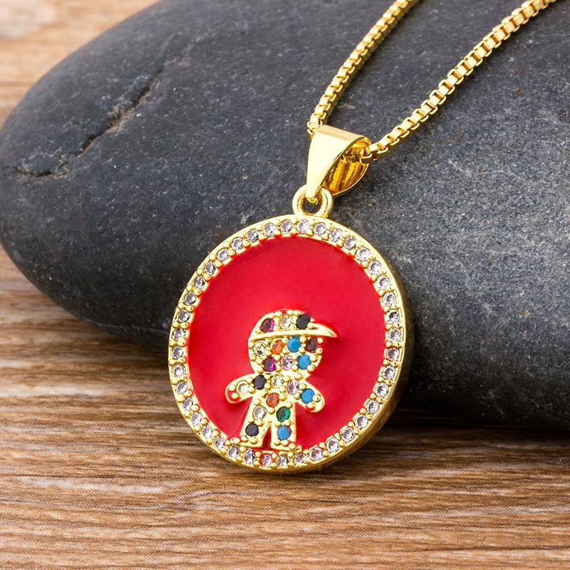 

Pendant Necklaces Fashion Family Necklace Rainbow Color Boy Girl Kids For Eoman Collares De Moda Birthday Gift Jewelry