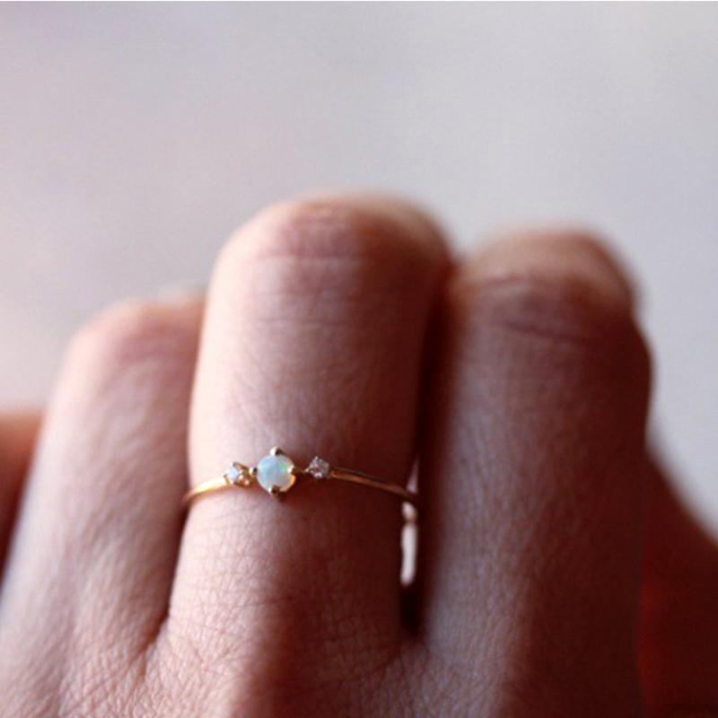 Wedding Rings Women&#039;s Cute Engagement Rose Gold Opal Simple Style Finger Ring Crystal Stud Thin Hoops Hand Bands Accessories Gift-image-704850023