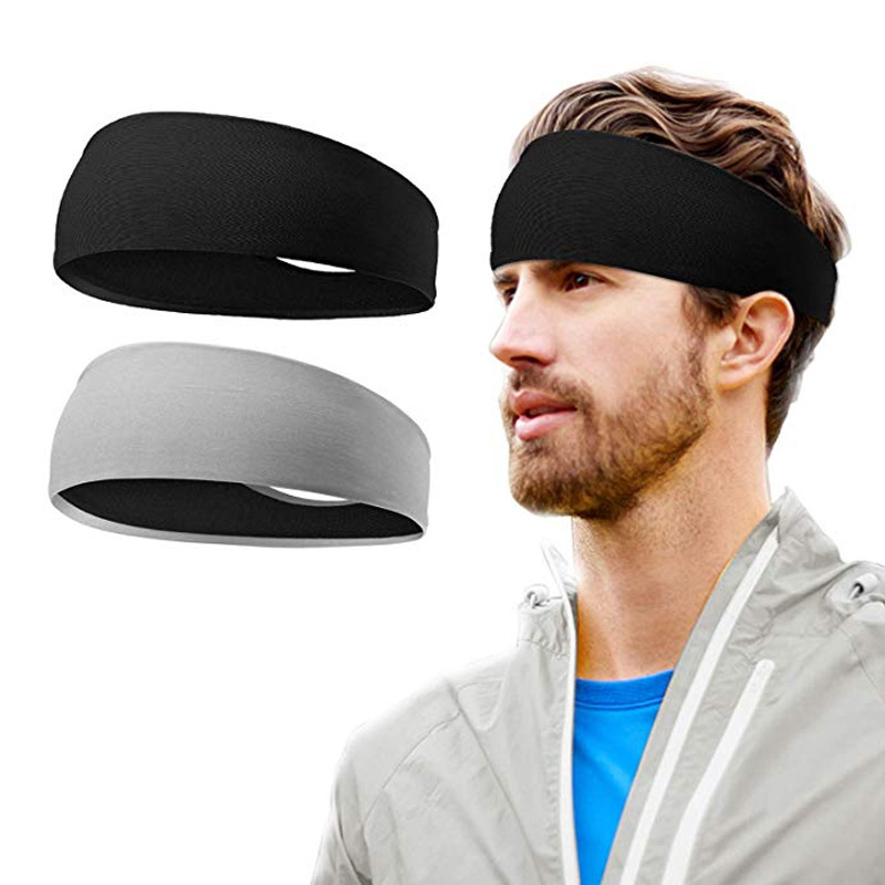 Men Sweatband Sports Headband Stretch Elastic Women Yoga Running hair band for men Outdoor Sport Headwrap Fitness Sports safety-image-708408006