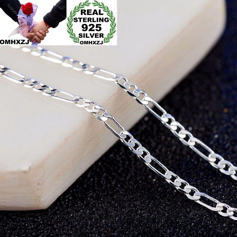

Chains OMHXZJ Wholesale Personality Fashion Unisex Party Gift 2MM Figaro Chain 925 Sterling Silver 18KT Gold Necklace NC180