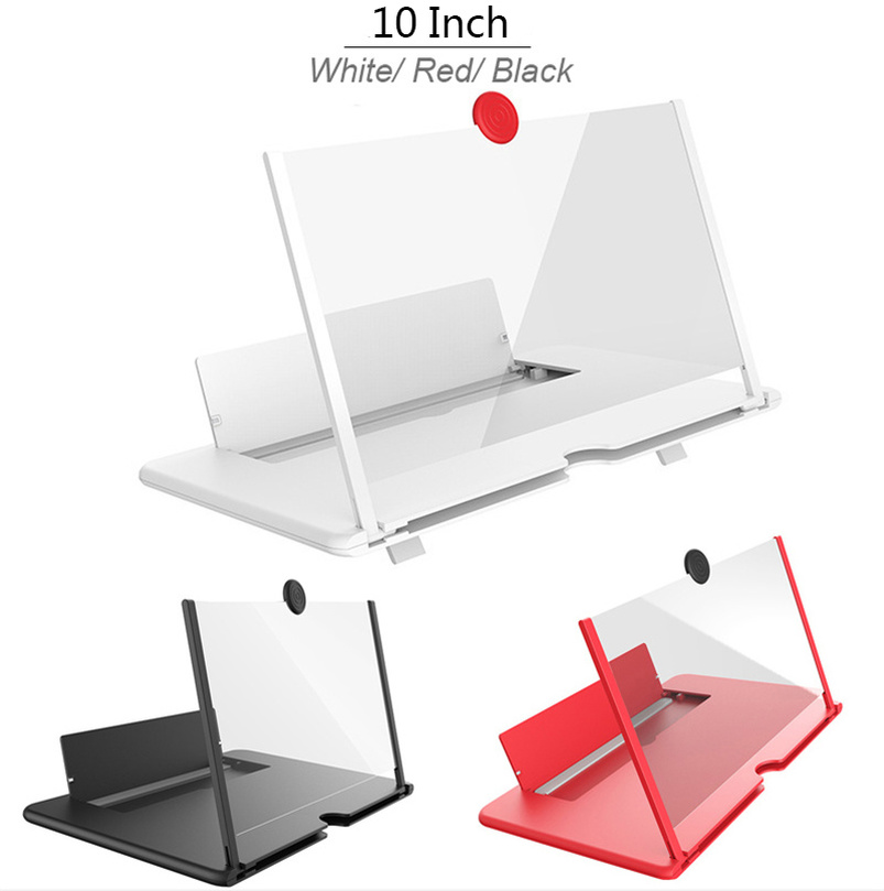 

10 inch 3D HD Video Smartphone Mobile Phone Holders Touch Screen Magnifier Amplifier Enlarge 4 Times with Bracke, Red