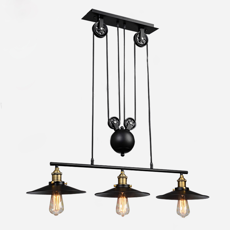 

Vintage Iron Loft Industrial American Country Pulley Pendant Lamps Adjustable Wire Lamps Retractable Bar Lighting