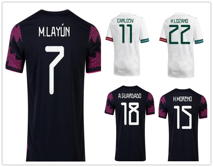

2021 Mexico Soccer Jersey National home stadium Away CHICHARITO LOZANO GUARDADO CARLOS VELA RAUL Football Shirts, Black