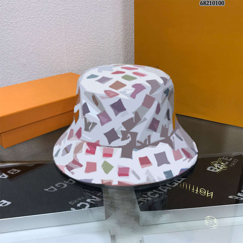 

Fisherman Cap Bucket Hat Monograms Watercolor Blue in Cotton with Silver-tone for women Stingy Brim Hats men Flat Printed travel accessories, Blue;gray