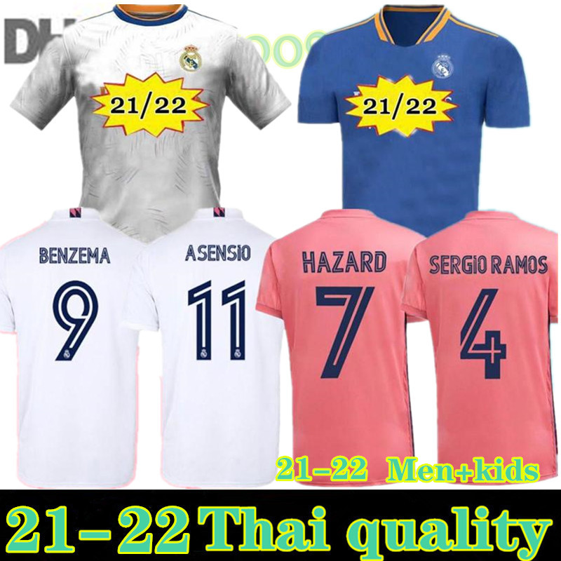 

2021 camiseta real madrid soccer jerseys SERGIO RAMOS 21 22 HAZARD BENZEMA KROOS Football shirt ASENSIO VALVERDE MODRIC ISCO camesitas men + kids kit, Black;yellow