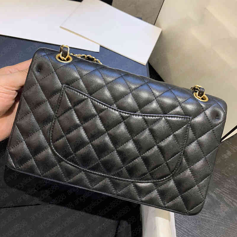 

Women Chain Bags Classic Diamond Quilted Double Flap Medium Size 25cm Lambskin Genuine Real Leather Crossbody Shoulder Bag Top Quality zlh