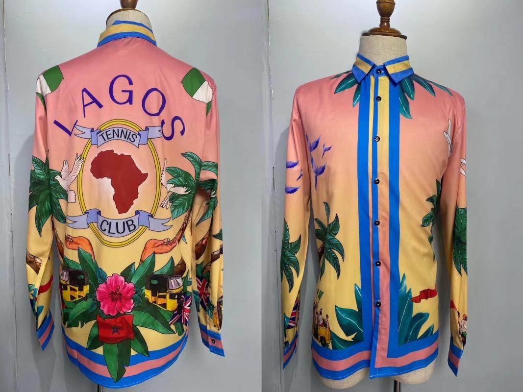 

Men's Casual Shirts W1944 Fashion 2021 Runway Luxury European Design Party Style Clothing, Pink