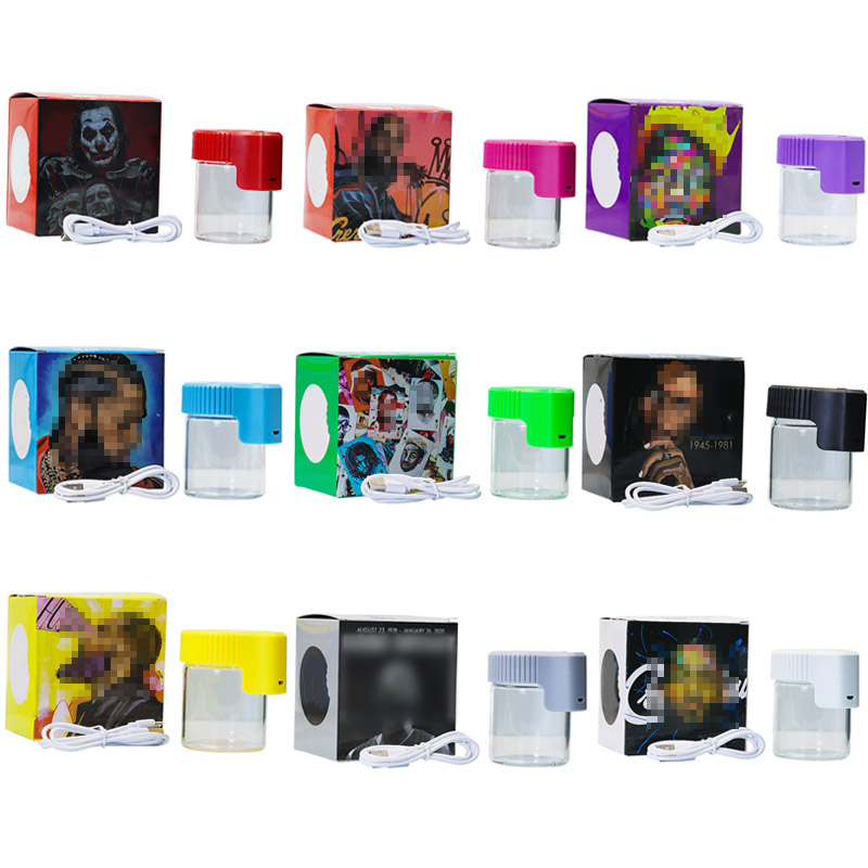 

Glow Jar LED Storage Can Stash 155ml Magnifying Empty bottle Container with Colorful Newest Package USB Rechargeable