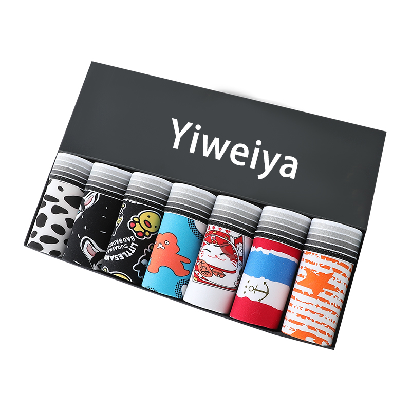 

5/7pcs Men Boxer underwear Men Underpants Teenager Cute Kniers Cartoons Panties Combination Homme Breathbale Soft Shorts, 5-1 (5pcs)