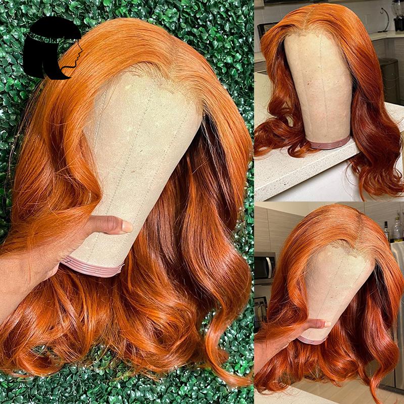 

Lace Wigs Changjin 13X4 Front For Women Ginger Orange Color Brazilian Body Wave 4x4 Closure Human Hair With Baby, Black;brown