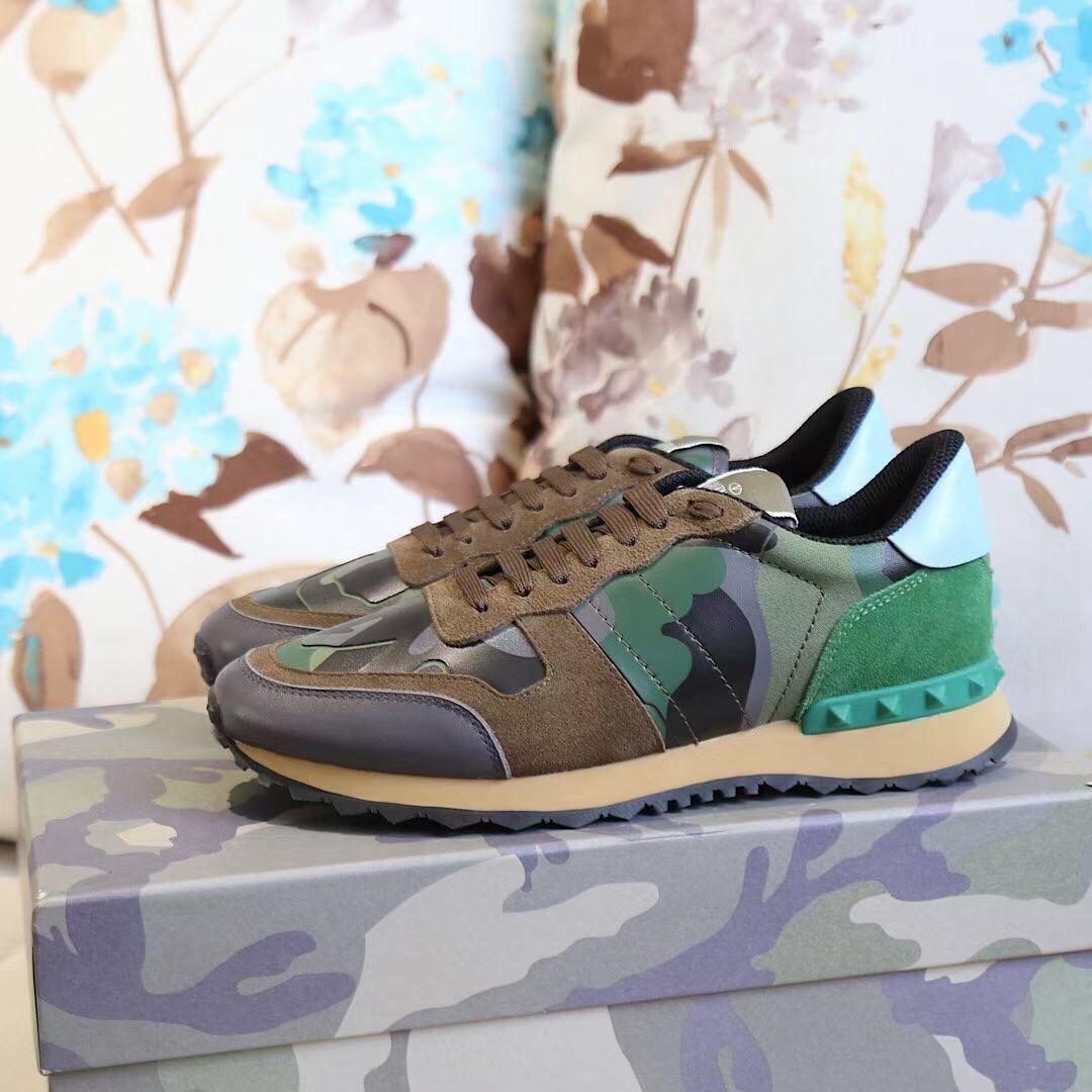 

2020 [Original Box] Brand Camo Rock Stud Sneaker High Quality Casual Walking Women,Men Camouflage Rockrunner Outdoor Couple Sports Trainer, Black