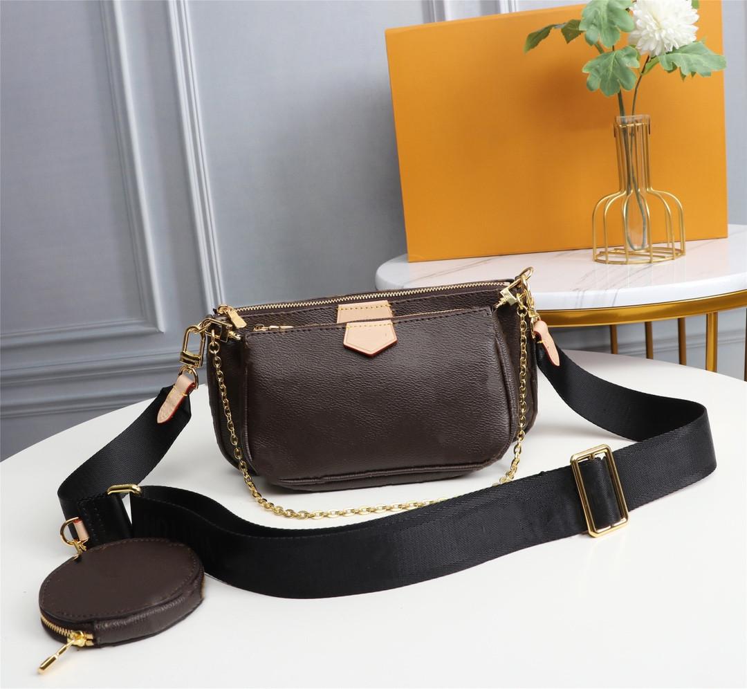 

Multi Pochette purse Women Bags Crossbody 3 Pcs set tote Original Box Date code Purses Floral Chains Wallet clutch shoulder messenger woman