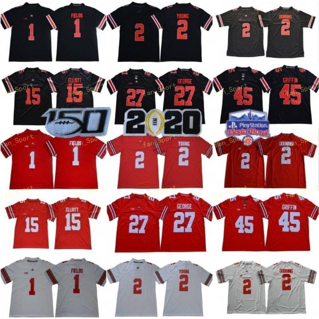 

Ohio State Buckeyes Justin Fields Jersey OSU 27 Eddie George 45 Archie Griffin #15 Elliott 97 Nick Bosa Teague 150TH Fiesta Bowl, As