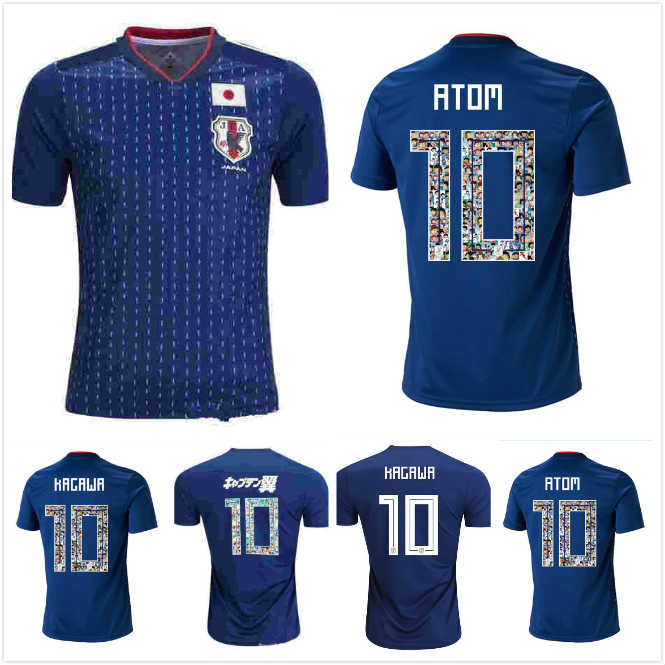 

18 19 Atom Captain Tsubasa Japan Home Away Men Soccer Jerseys Thai Quality 10 Nakajima Kagawa 22 YOSHIDA 9 Okazaki, Black;yellow