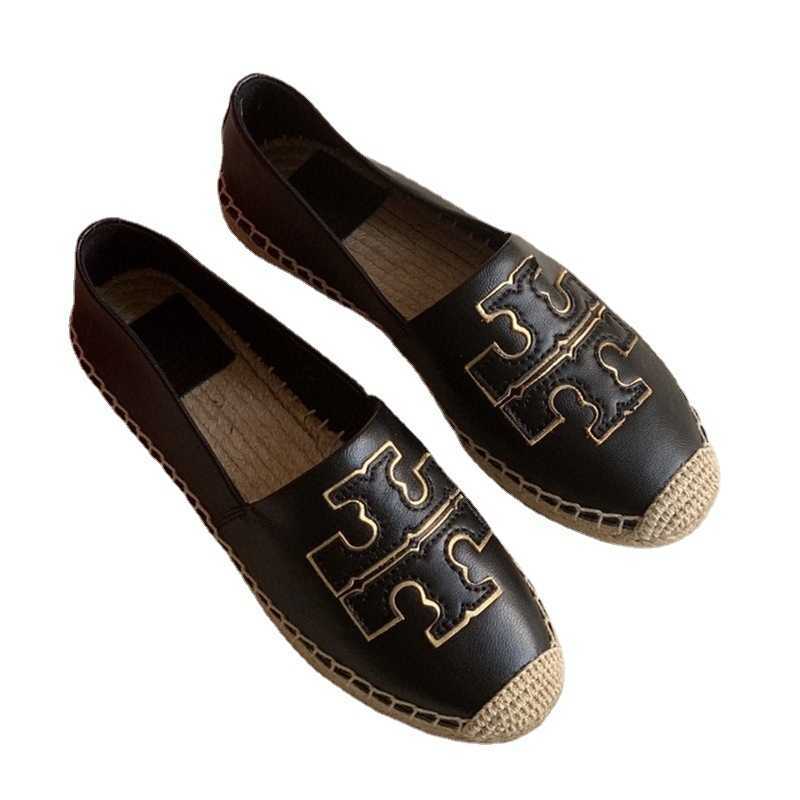 

Dress Shoes Tb Fisherman''s Flat Bottomed Small Fragrant Leather Versatile One Foot Grass Woven Hemp Rope Lazy Single Sho, Black