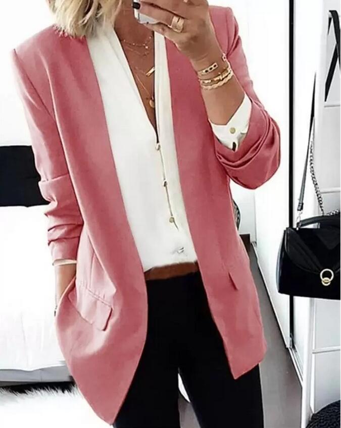 

Women's Suits & Blazers Women Designers Clothes 2021 Cardigan Solid Office Lady Autumn Black Coats Female Formal Long Sleeve Jacket Woman Po, Khaki