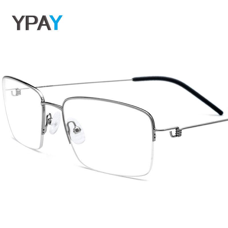 

Fashion Sunglasses Frames YPAY Titanium Metal Glasses Frame Ladies Prescription Men Korean Myopia Screwless Transparent