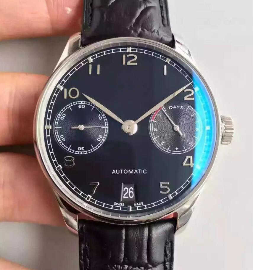 

Top Mens Automatic Cal.51011 Watch Black Dial 500703 Leather Men Eta Watches Power Reserve Men's Date ZF Factory V5 Version Wristwatches