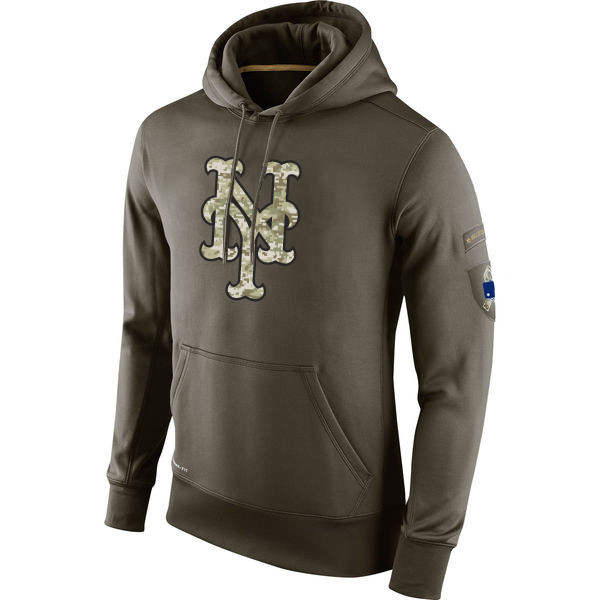 

New York Mets Men Sweatshirt Olive Salute To Service KO Performance Baseball Hoodie, Black