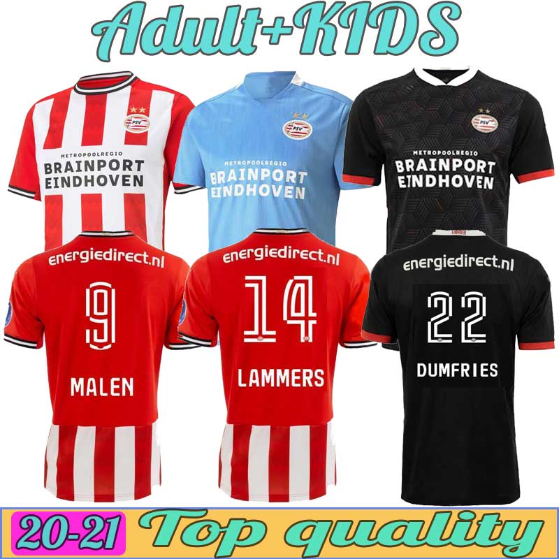 

EINDHOVEN 20 21 soccer jerseys 2021 MALEN camisa de futebol IHATTAREN DUMFRIES GAKPO M. GTZELAMMERS mens football shirts kids kit, Black;yellow