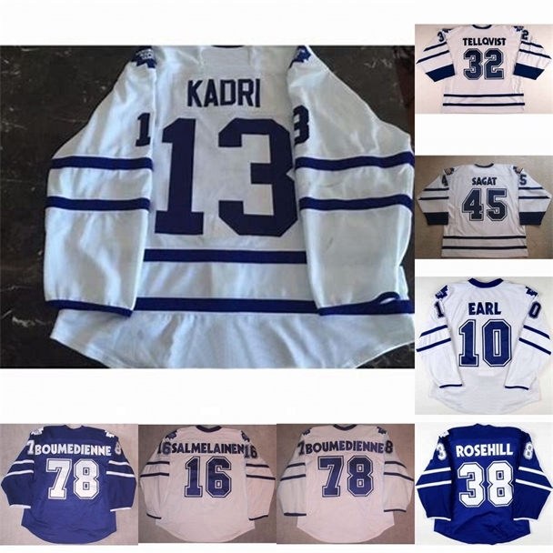 

Toronto Marlies 10 Robbie Earl 16 Tony Salmelainen 45 Martin Sagat 38 Jay Rosehill 32 Mikael Tellqvist 13 Nazem Kadri Hockey Jersey