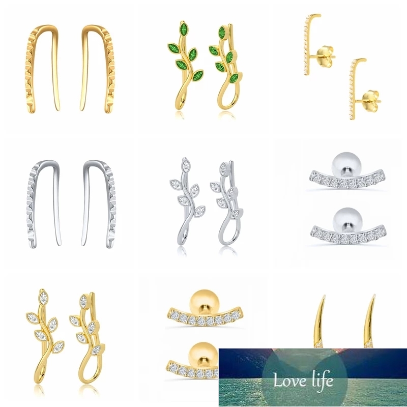 

Aide 925 Sterling Silver Wavy Line Stud Earrings Minimalist Ear Climbers Crawlers Trendy Geometric U Shape Earrings Women Gift Factory price expert design Quality