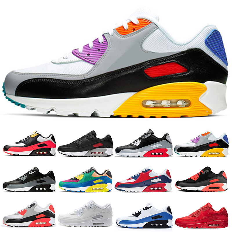 

2021 Mens women 90 Running shoes university Red OG reverse duck camo Hyper Grape triple black white cushion sneakers 36-46, Color 19