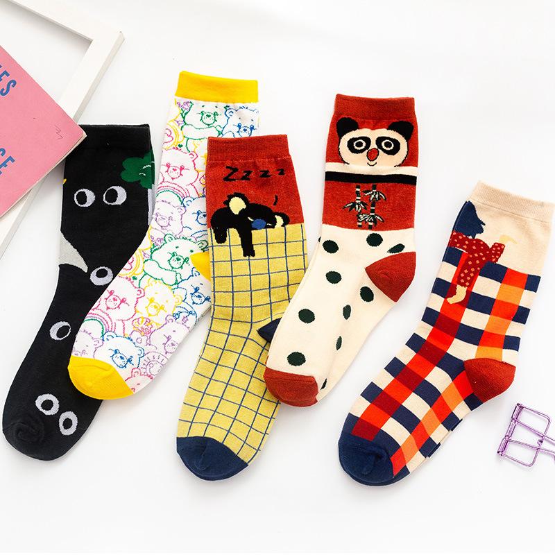 

Socks & Hosiery Panda Animal Print Harajuku Woman Kawaii Calcetines Women Skarpetki Meias Meia Calcetas Mujer Cute Divertidas Funny Sock, Black;white