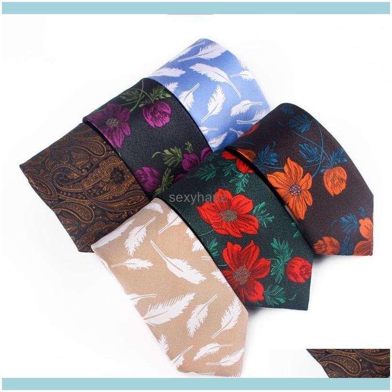 

Neck Ties Fashion Aessories 7Cm Retro Tie Funny Creative Neckt Hongkong Style Personality Red Purple Big Flower Cool Trampoline Shirt Neckwe