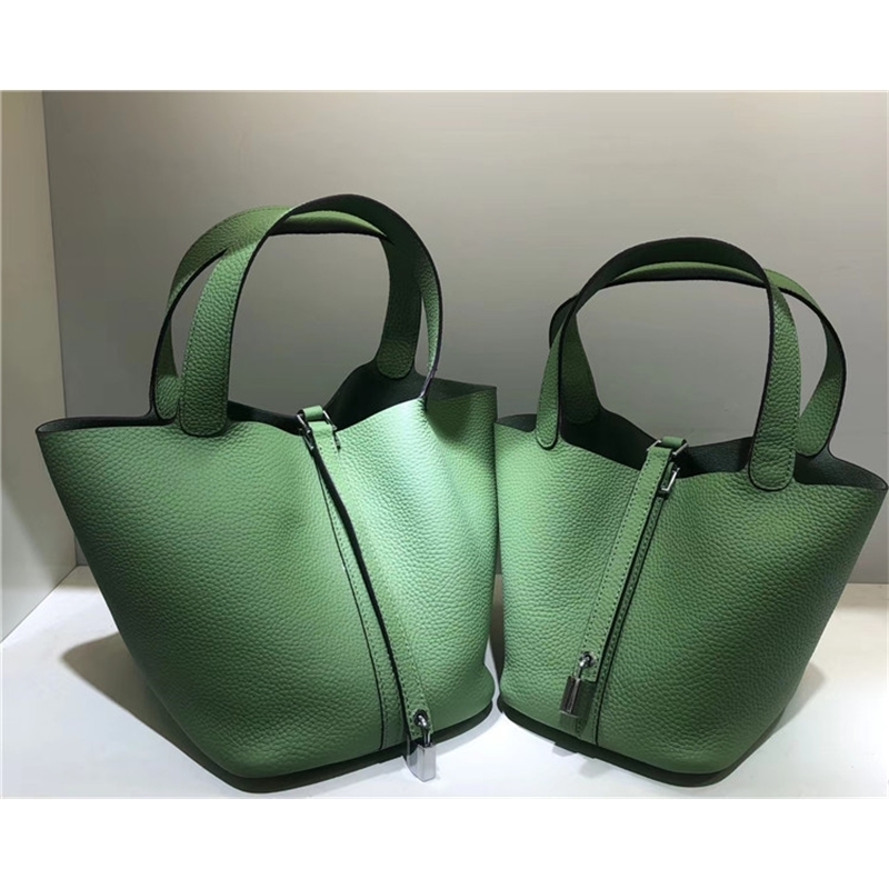 

Fashion classic vegetable basket leather litchi pattern Handbag bucket bag simple women's Bag Purses Luxury Outlet, Small pearl grey