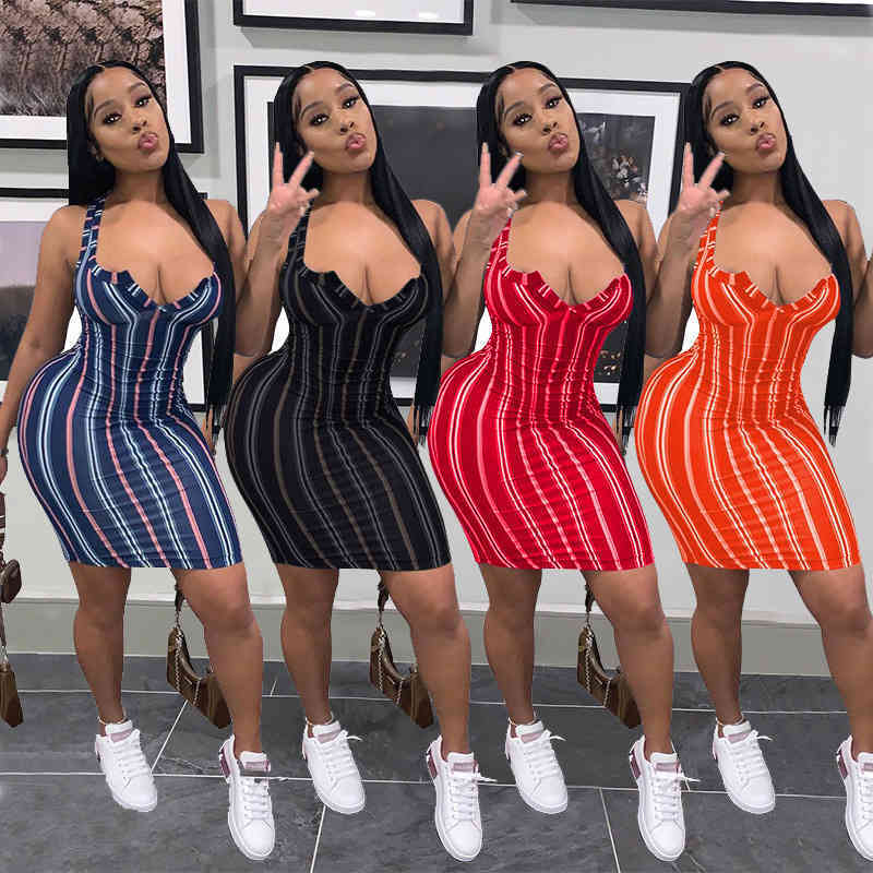 

Summer sexy Women dress 4 colors Designer fashion sexy V neck womens casual simple striped print dress sleeveless vest Short skirt D479, Black;gray