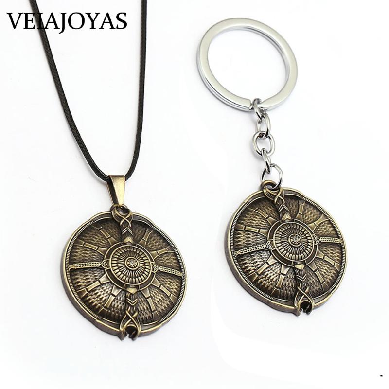 

Pendant Necklaces Game Jewelry God Of War 4 Necklace Ancient Bronze Kratos Shield Metal Rope Chain Choker Women Men Charm Gifts