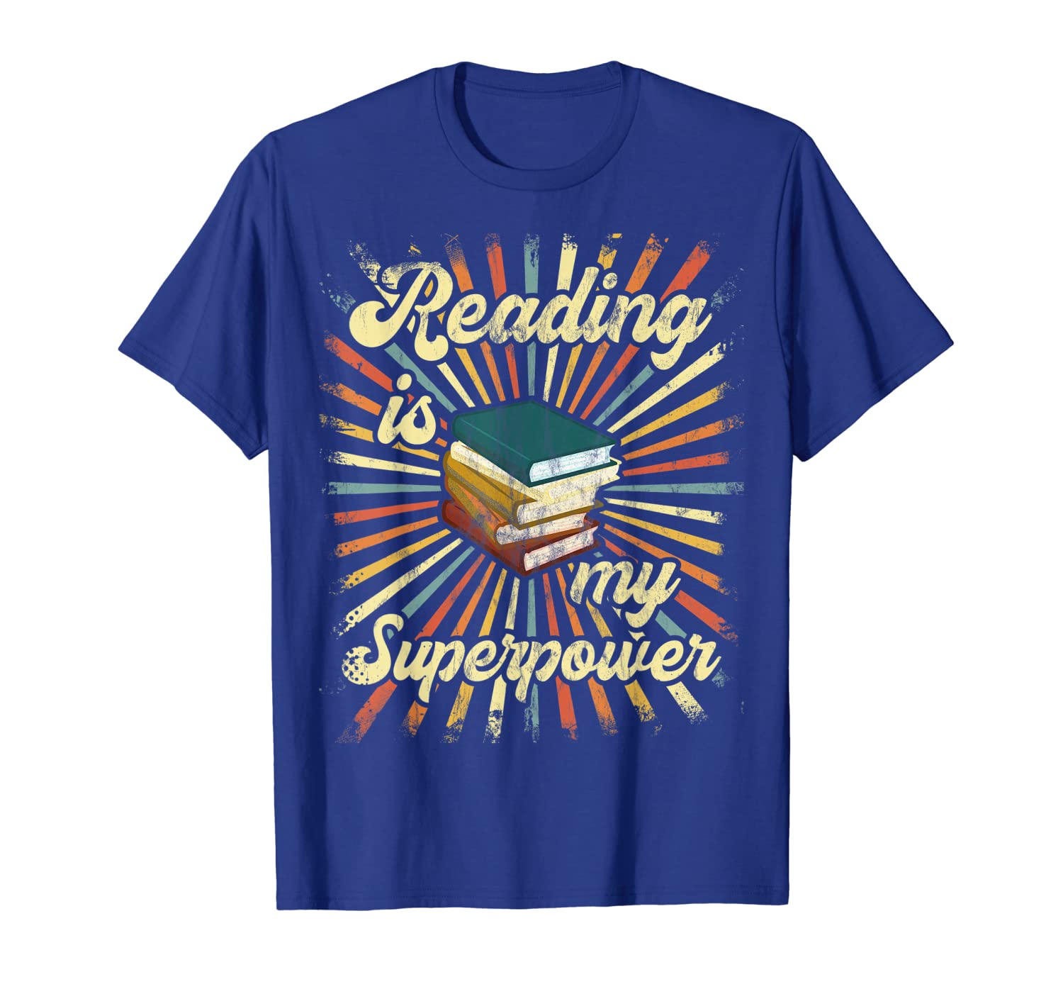 

Reading Is My Superpower Funny Retro T-Shirt, White;black
