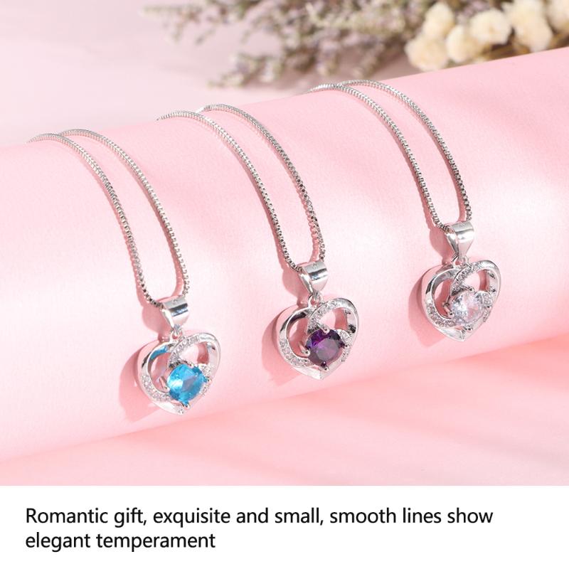 

Heart Choker Necklace Long Chain Crystal Copper Pendant Women Girls Collarbone Fashion Jewelry Gift 2021 Chains