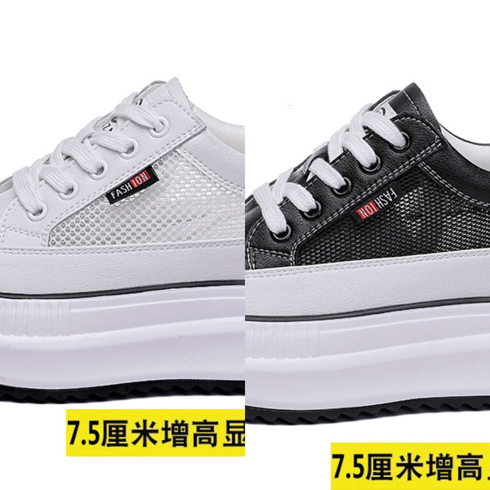 

Casual shoes 2021 summer new thick bottomed muffin shoes breathable mesh fashion small white inner height leisure sports net female G5CO, Black