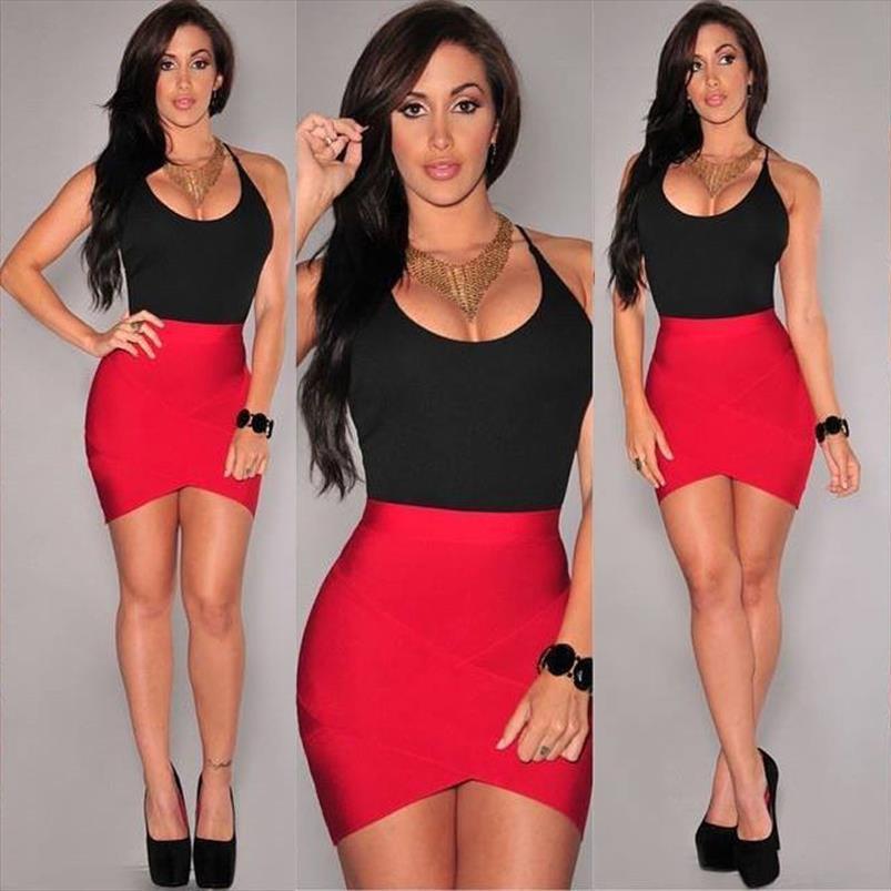 

polyester patchwork red black womens dress bandage strappy sleeveless spaghetti strap stretch evening party mini dresses vestidos, Black;gray