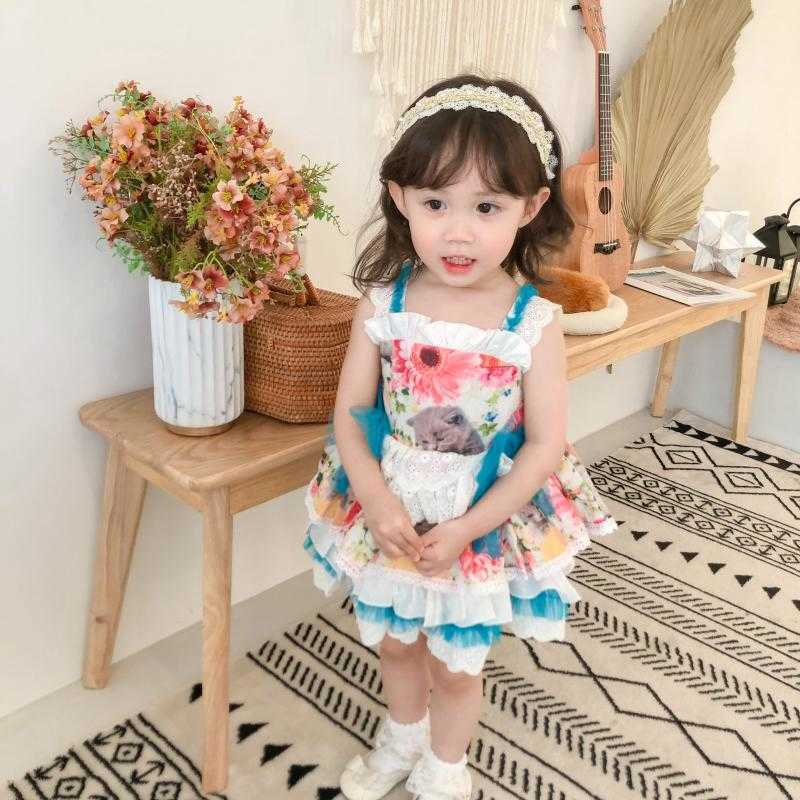 

Summer Baby Girl Floral Vintage Spanish Dress Kids Turkish Lolita Princess Ball Gown Easter Eid Birthday Party Dresses 210615, Blue