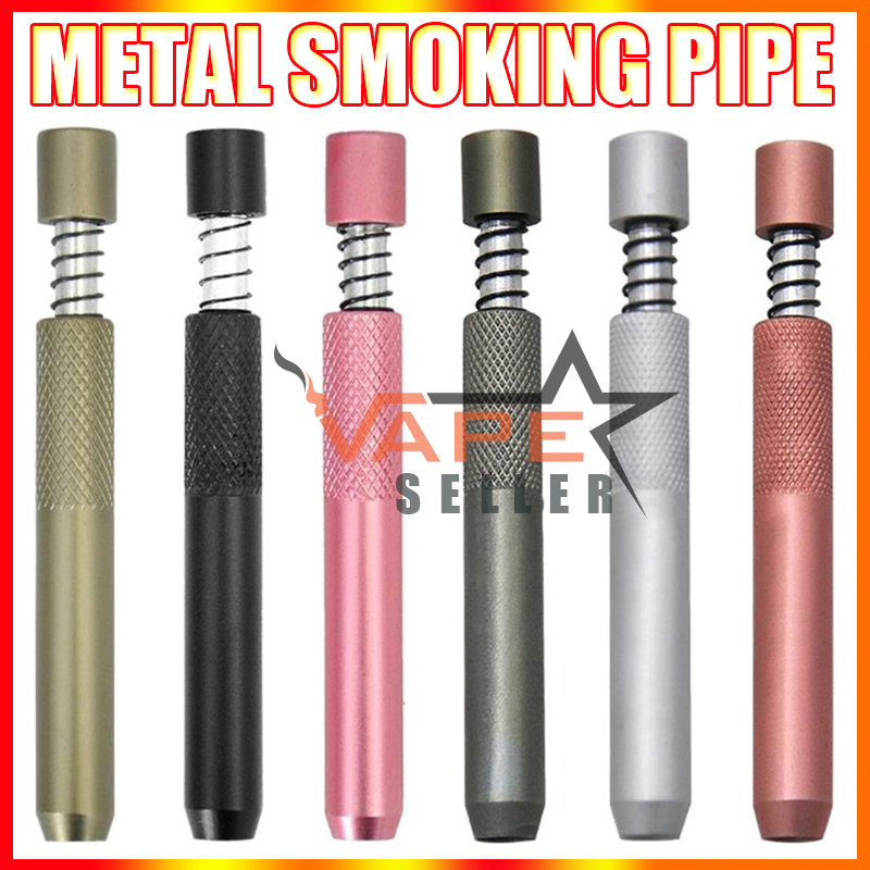 

Mini Metal Smoking Pipe E Cigarette Pen 78mm Filter Tips One Hitter Spring Bats Snuff Snorter Dispenser Tubes Straw Sniffer Tobacco Pipes