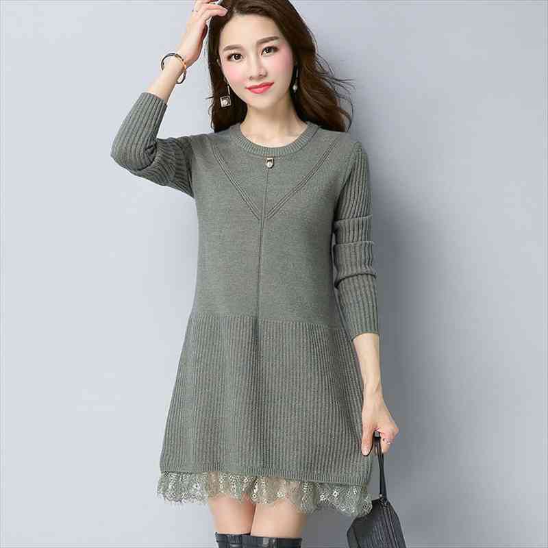 

fy3235 spring autumn winter women fashion casual warm nice sweater woman female ol winter dress long sleeve knit top, White;black