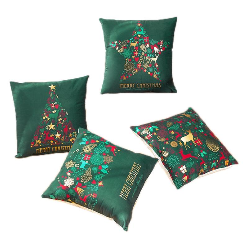 

Pillow Case Glowing Merry Christmas Gift Cushion Cover Home Sofa Seat Decorative Super Bell Snow Case,4 PCS