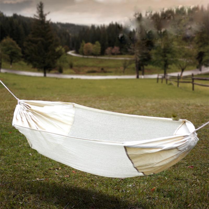 Camp Furniture 80/150 X 200 CM White Cotton Fabric Hammock With Hanging Straps Portable Double/Single Adult Swing Chair For Outdoor Camping-image-703481065
