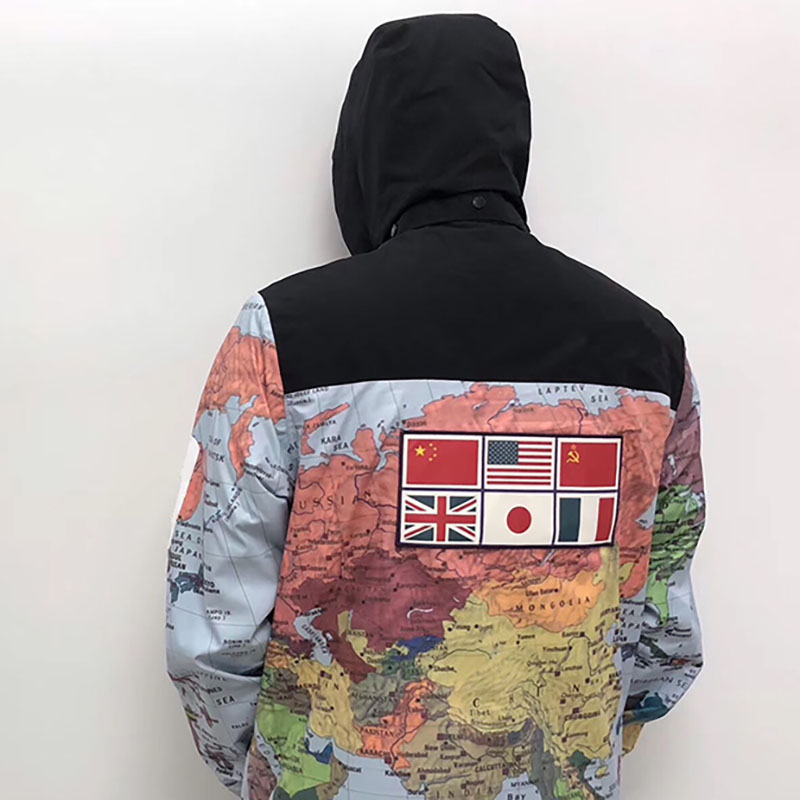 

Fashion Mens Jackets Clothing Women Designer World Map Reflective Jacket Men Outerwear Winter Coat Asian Size M-XXL, Black