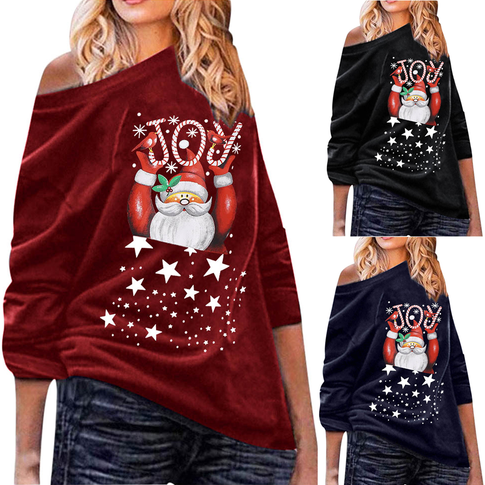 

Fashion Women Christmas Hoodie Sweatshirt Jumper Autumn Winter Lady Sweater Xmas Pullover Casual Tops Blouse, Black