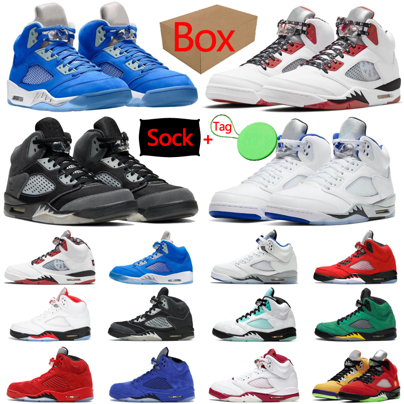

Box&Sock&Tag 5 5s mens basketball shoes Bluebird Quai 54 Raging Bull What The Stealth 2.0 Anthracite men trainers sports sneakers