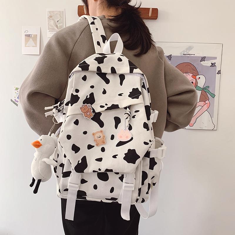 

Fashion Cow Print Bagpack For Women Rucksack Kawaii Femal Backpack College Girls Cute Bookbag School Bag Laptop Travel Mochila