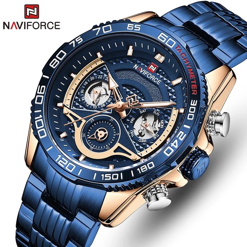 

Wristwatches NAVIFORCE Men Watch Sport Watches Chronograph Waterproof Quartz Wristwatch Date Male Clock Relogio Masculino, Slivery;brown