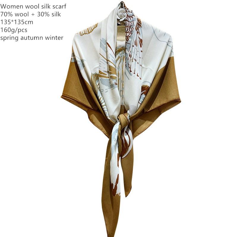 

Scarves Naizaiga Shell 70% Wool 30% Silk Blending 135cm Square Spring Autumn Women Shawl Female Pashimian , MSK42