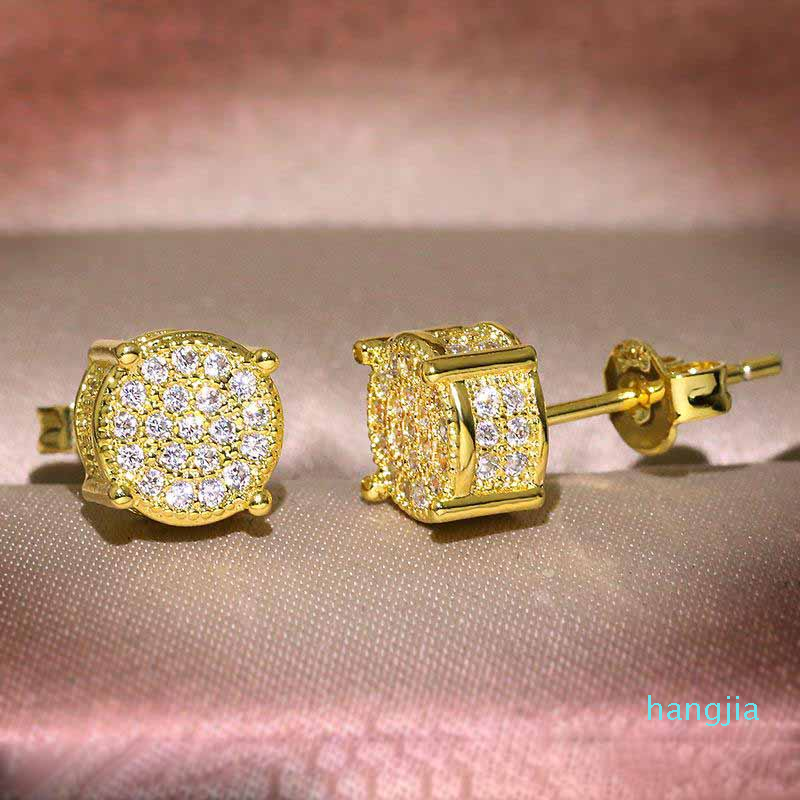 

Unisex Men Women Earrings Studs Yellow White Gold Plated Diamond Earrings For Men Women
