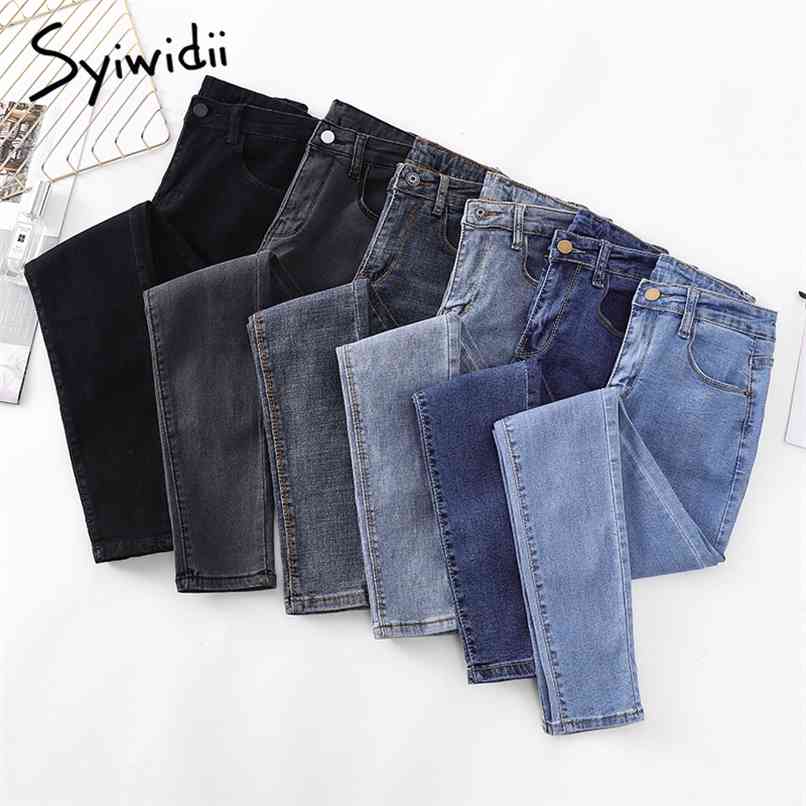 

high waist skinny jeans woman Pencil Pants Casual black blue gray fashion plus size street style stretch clothing 210607