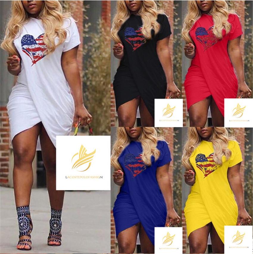 

QNPQYX LOVE Women Summer Dress Cross Designer Short Sleeved Candy Color Casual Dresses Plus Size 5XL Ladies Designer Dresses, 18